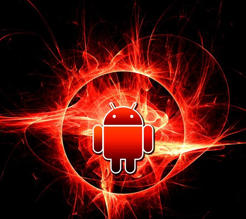 Android logo with red energy effect