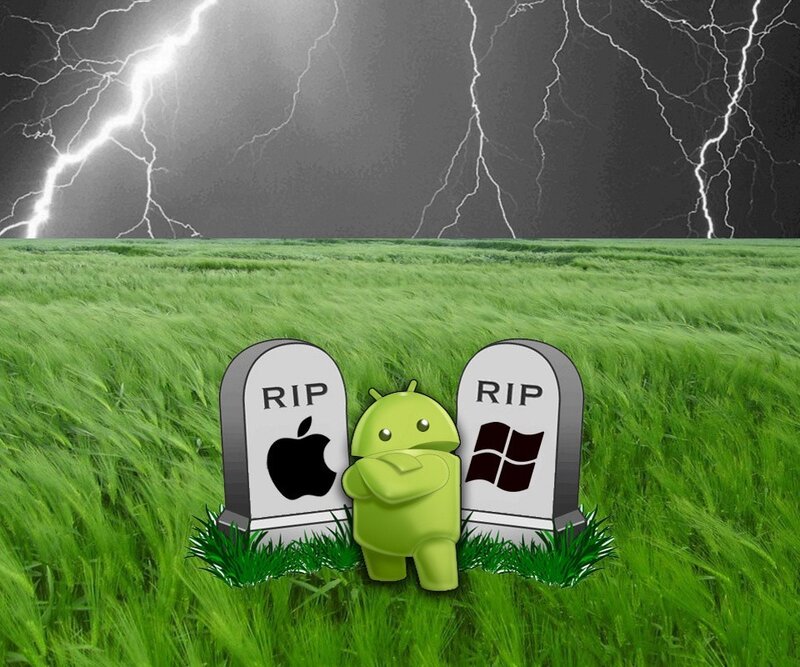 Android Mascot Between Gravestones