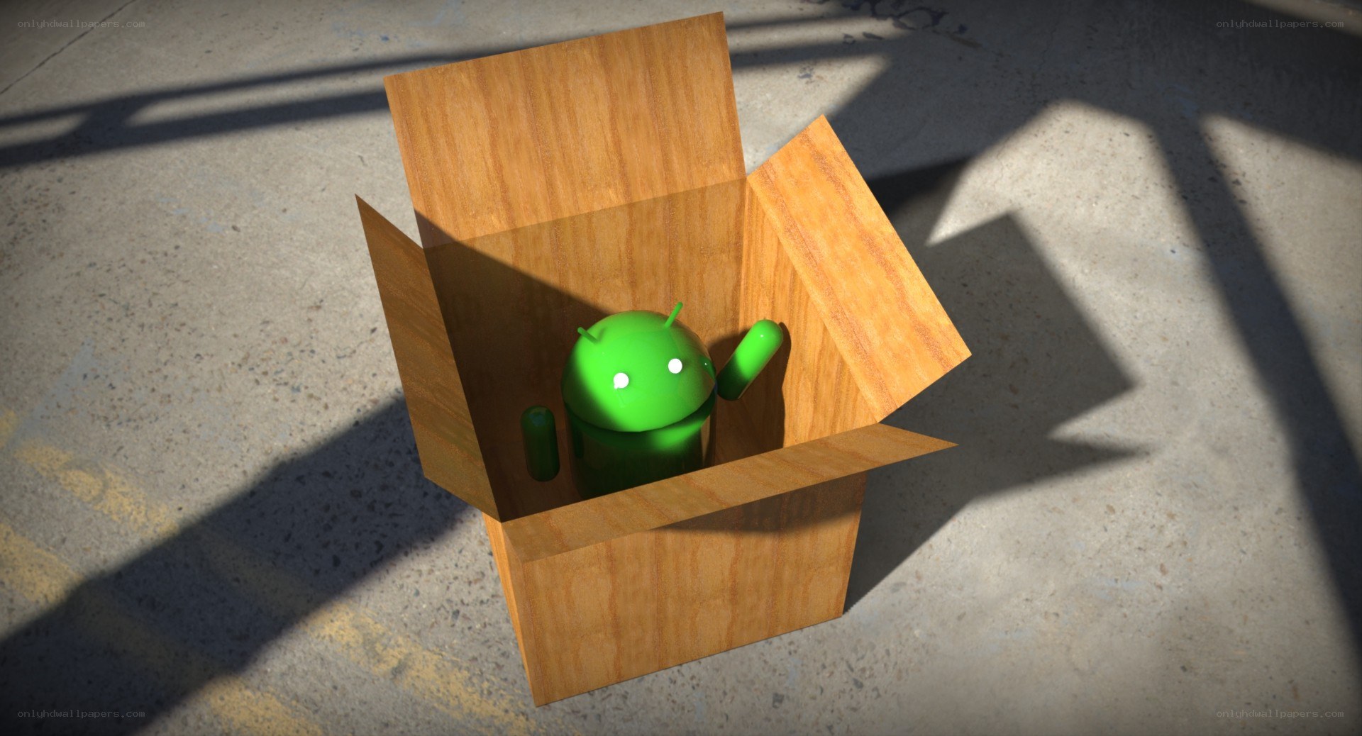 Android mascot in a box
