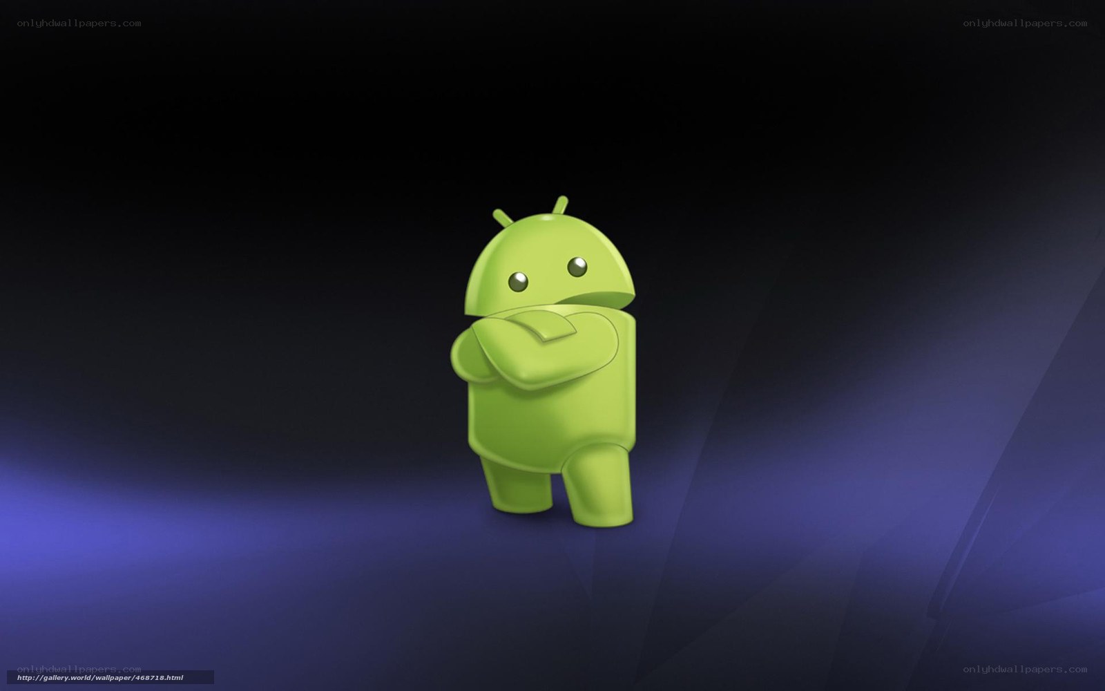 Android mascot on dark background