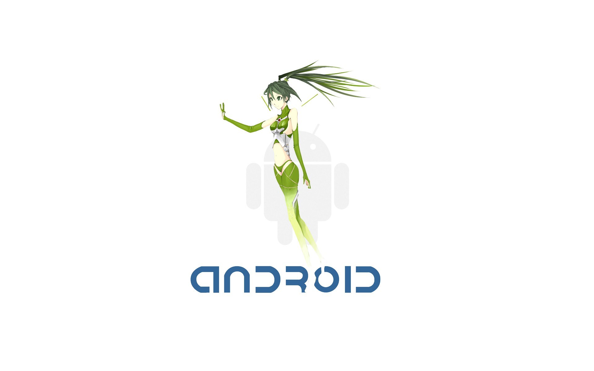 Android mascot with anime character