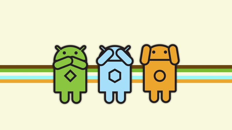 Android mascots in a row