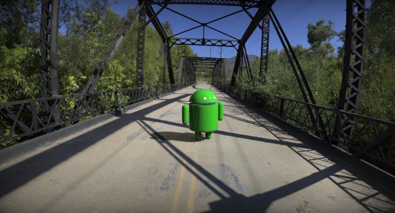 Android on a bridge