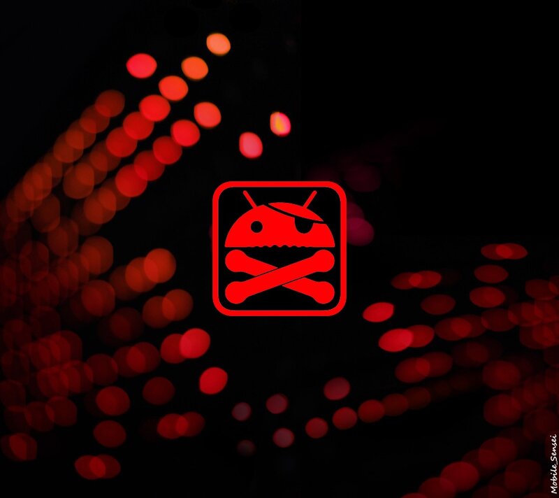 Android pirate icon with red lights