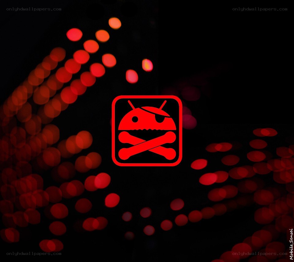 Android pirate icon with red lights