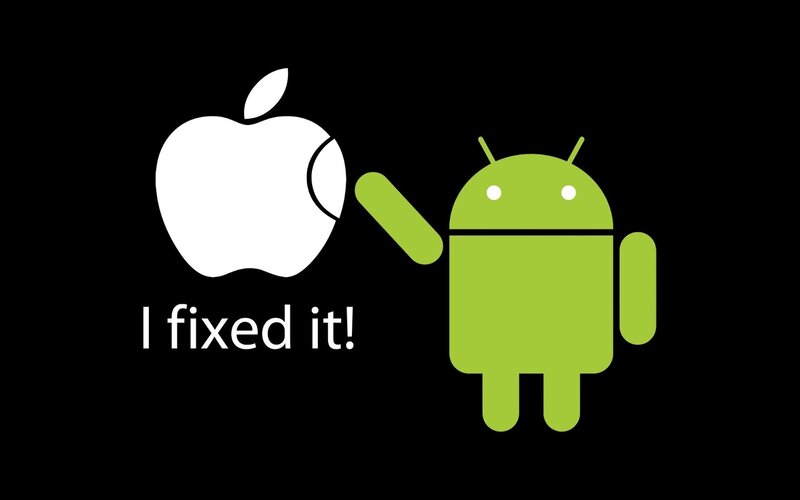 Android Robot and Apple Logo