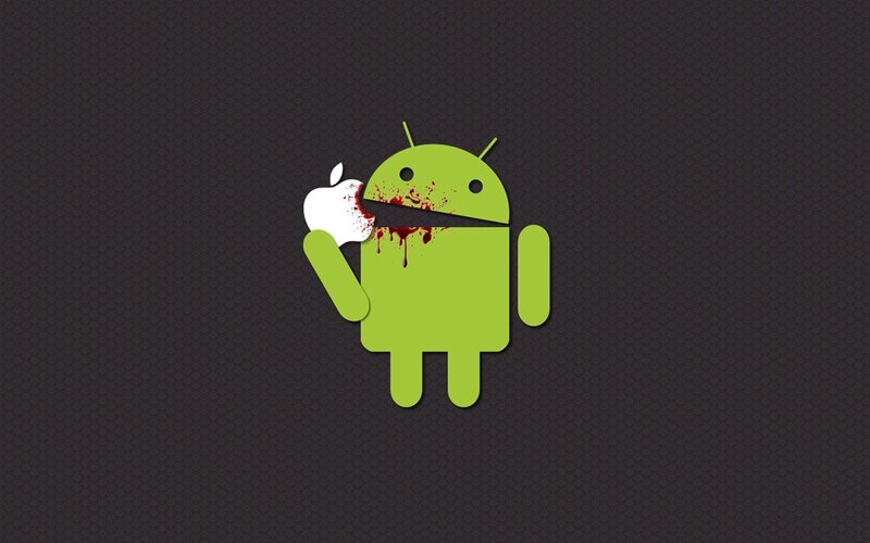 Android Robot Eating Apple