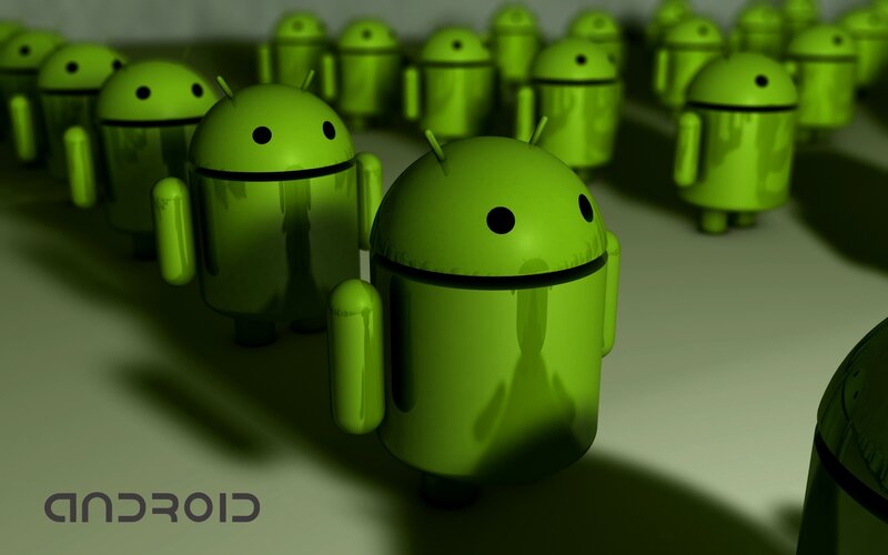 Android robot figures in formation