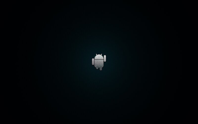 Android Robot Icon — Black, Minimalist, Digital Art, Dark Background