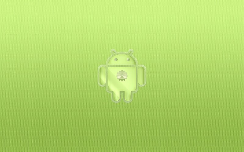 Android Robot Icon — Green, Minimalist, Digital Art, Gear