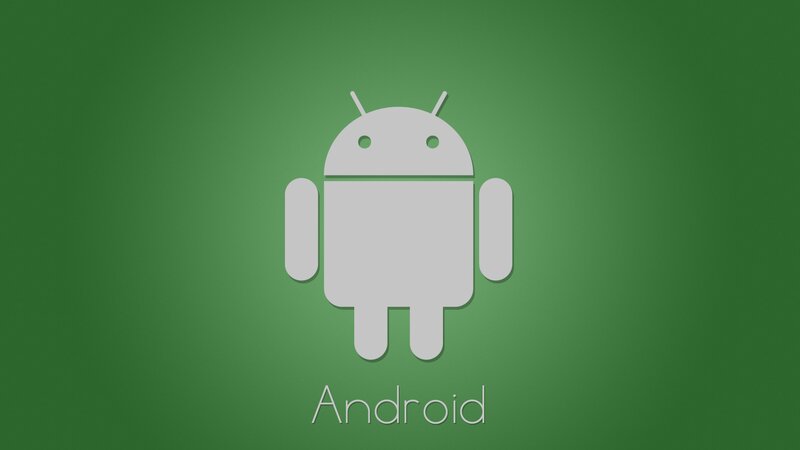 Android Robot Icon — Green, Minimalist, Vector Art, Green Background, Gray