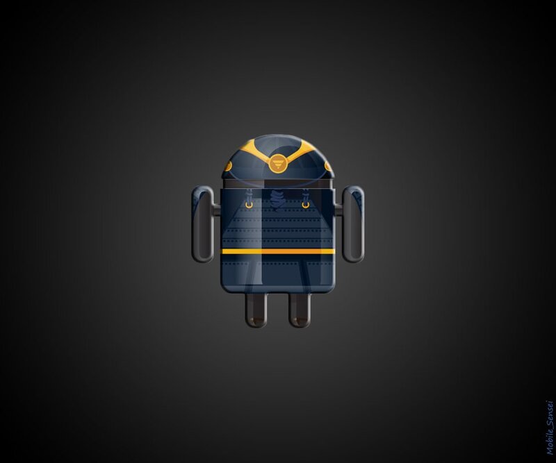 Android robot in samurai armor