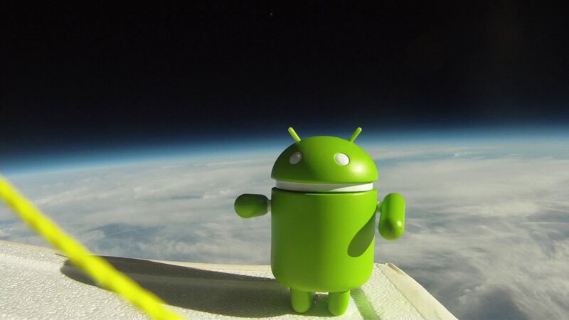 Android robot in space