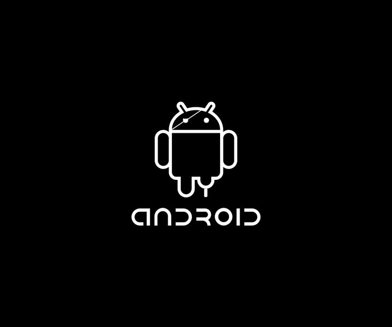 Android Robot Logo — Black, Minimalist, Vector Art, Text, White