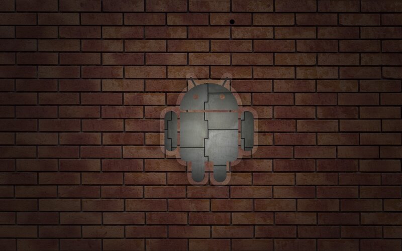 Android robot on brick wall