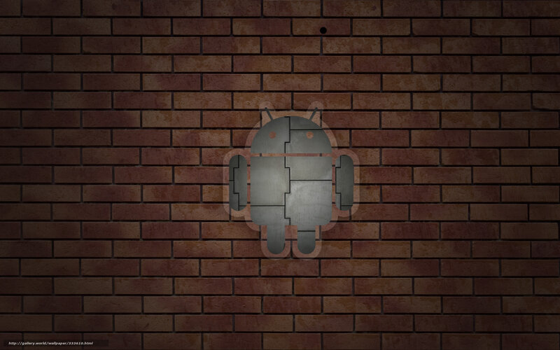 Android robot on brick wall