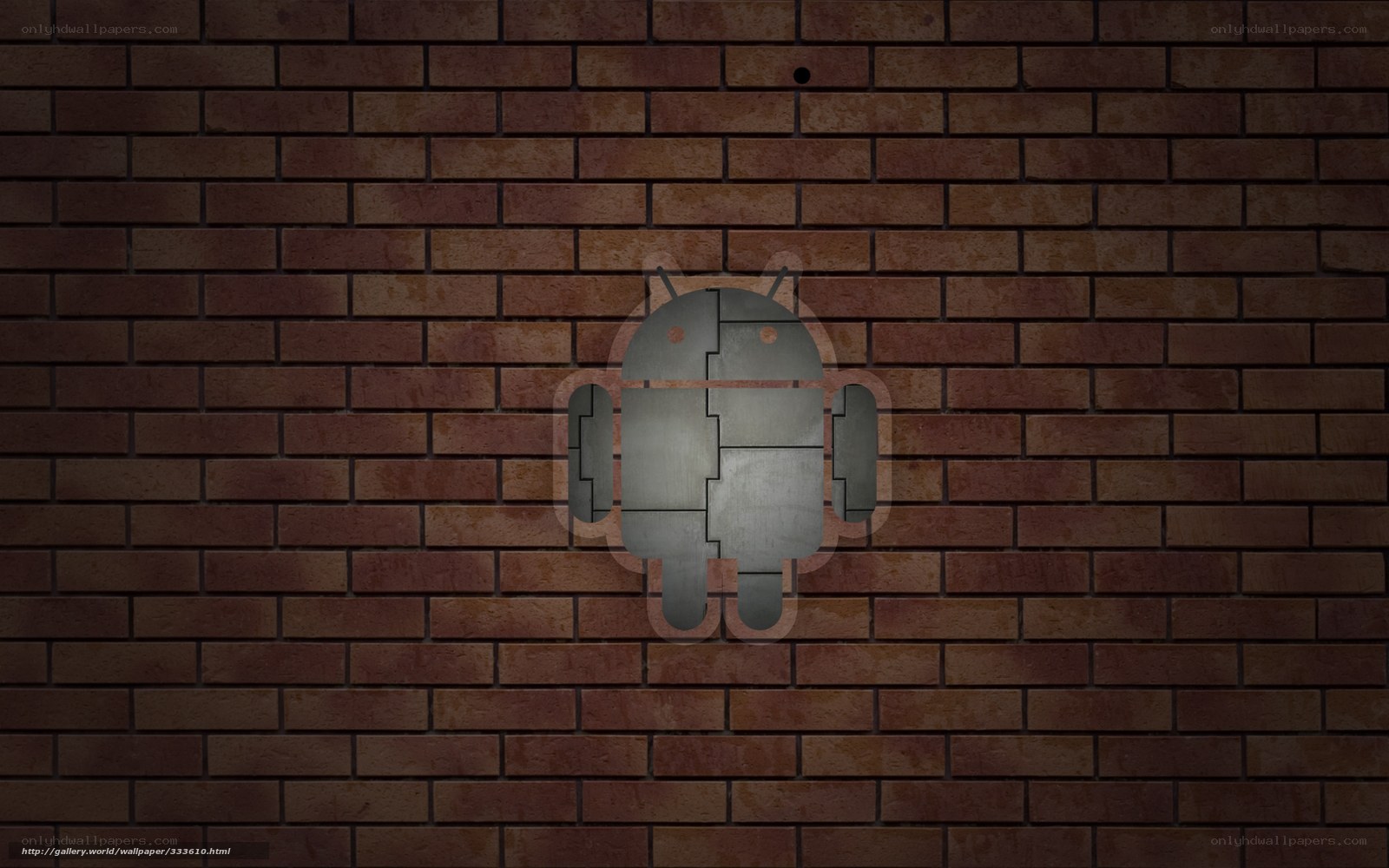 Android robot on brick wall