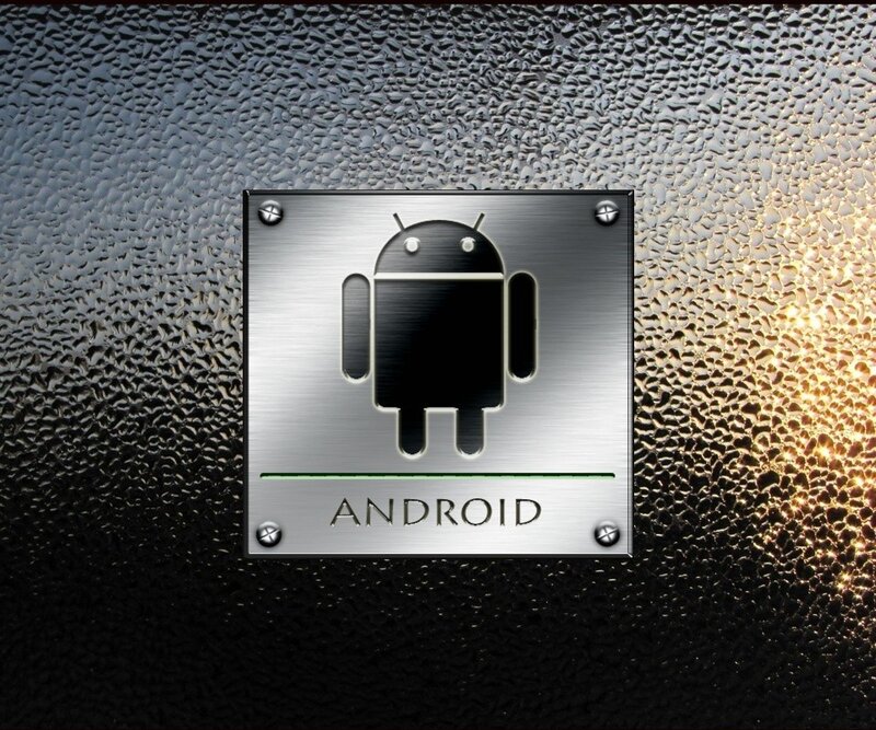 Android robot on metal plate
