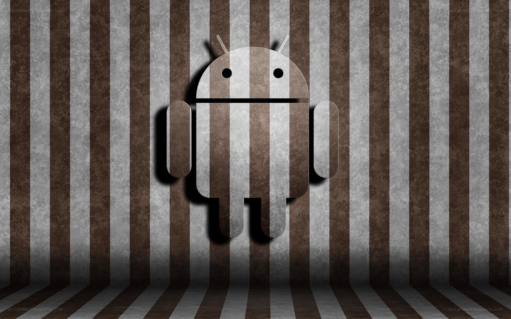 Android robot on striped wall