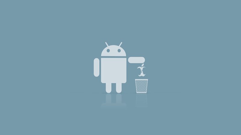 Android Robot Throwing Apple Core