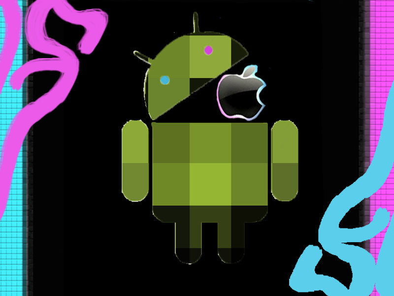 Android Robot with Apple Logo