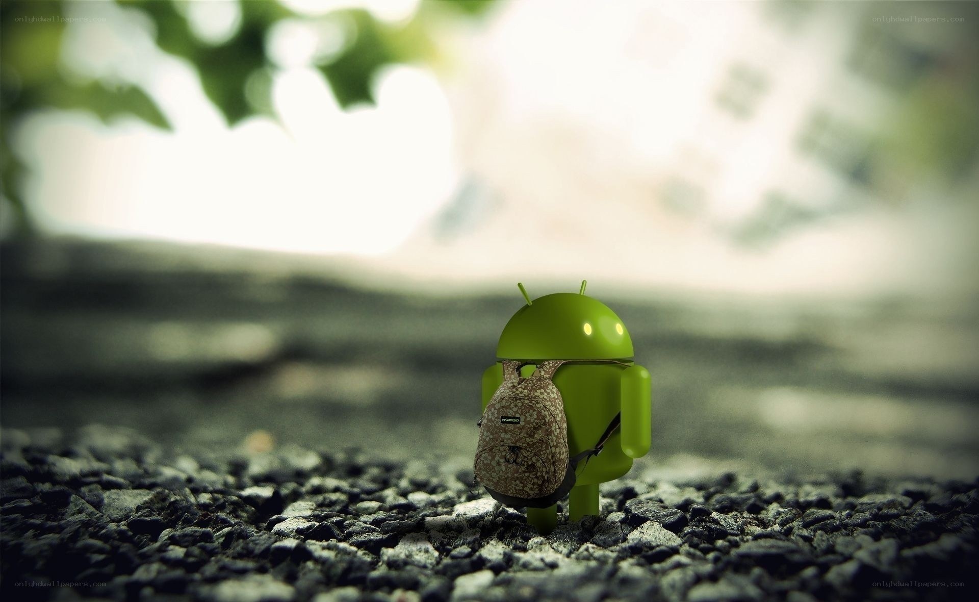 Android robot with backpack