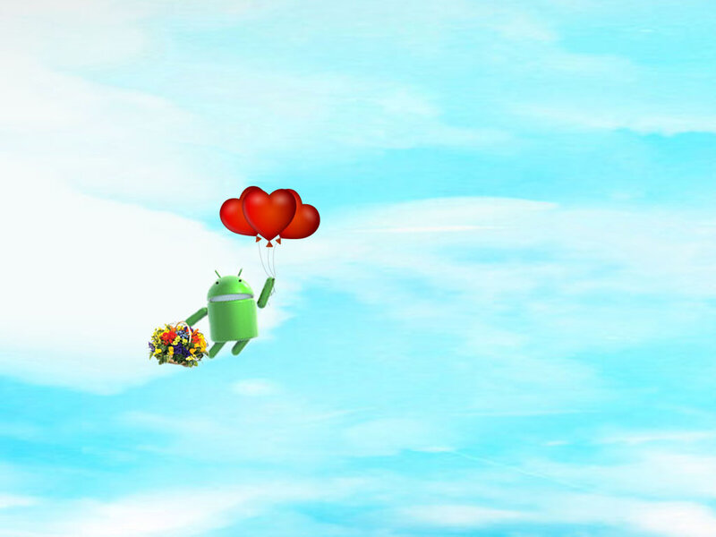 Android Robot with Balloons