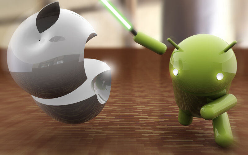 Android Robot with Lightsaber — Green, Dramatic, 3d Render