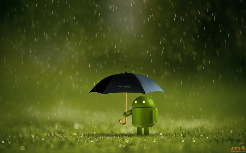Android Robot with Umbrella
