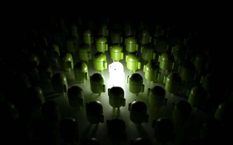 Android robots in darkness