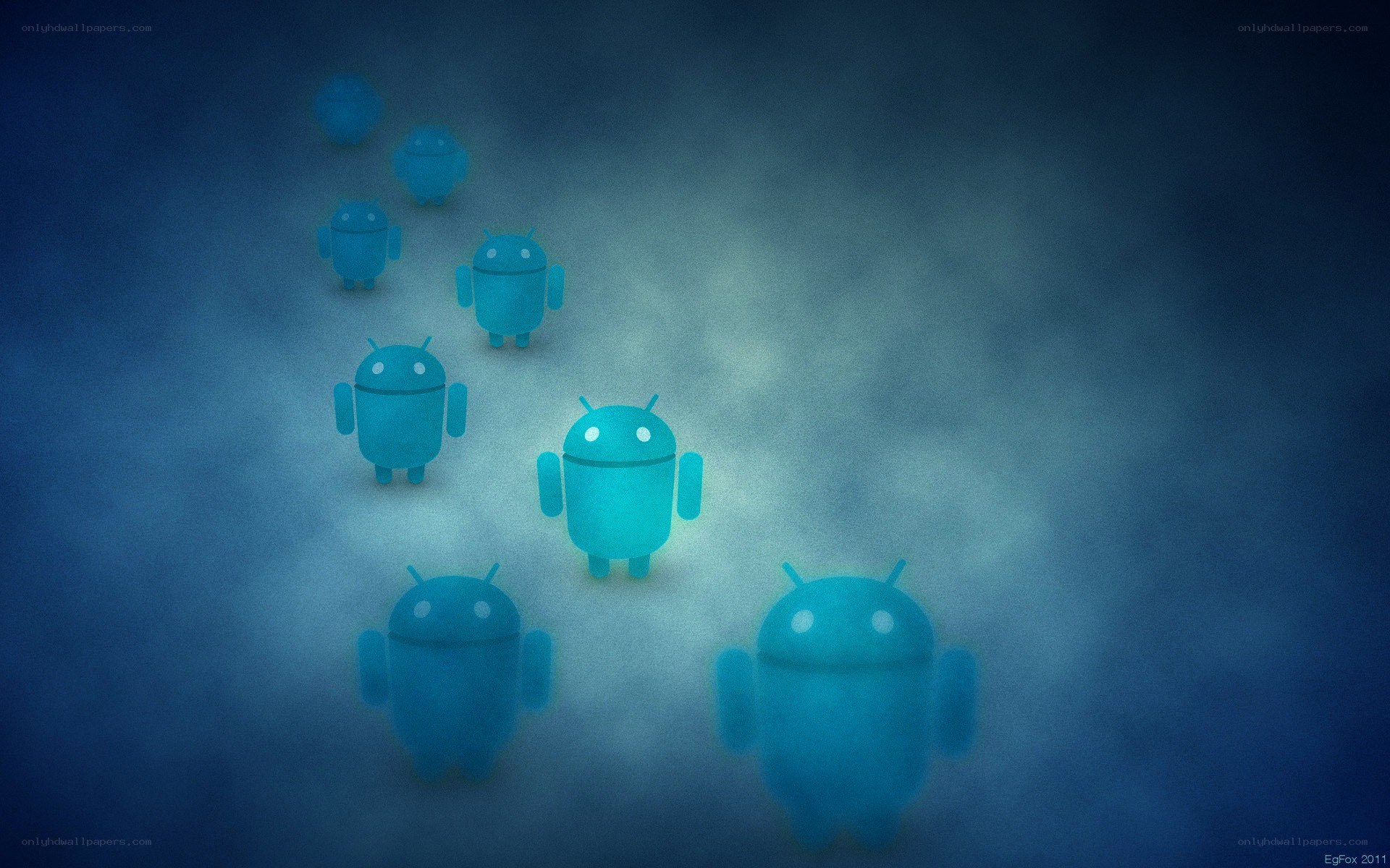 Android robots in fog
