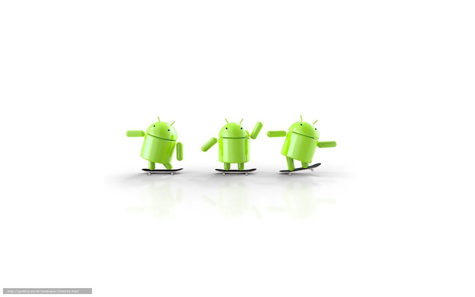 Android robots on skateboards