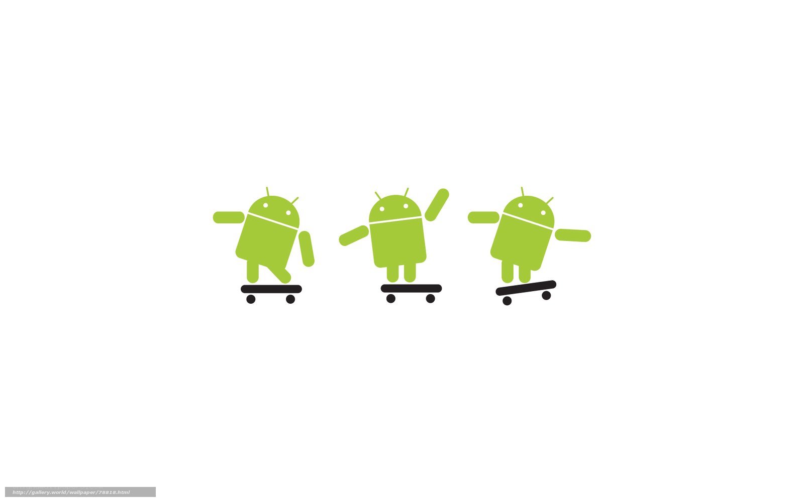 Android robots on skateboards