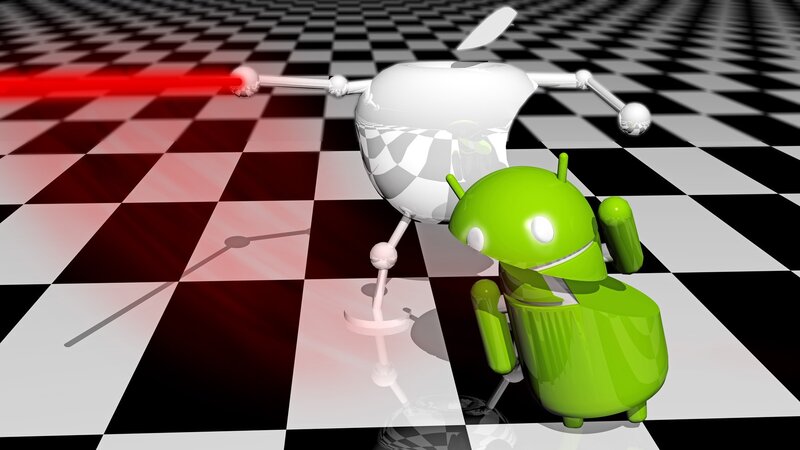 Android vs Apple robot battle