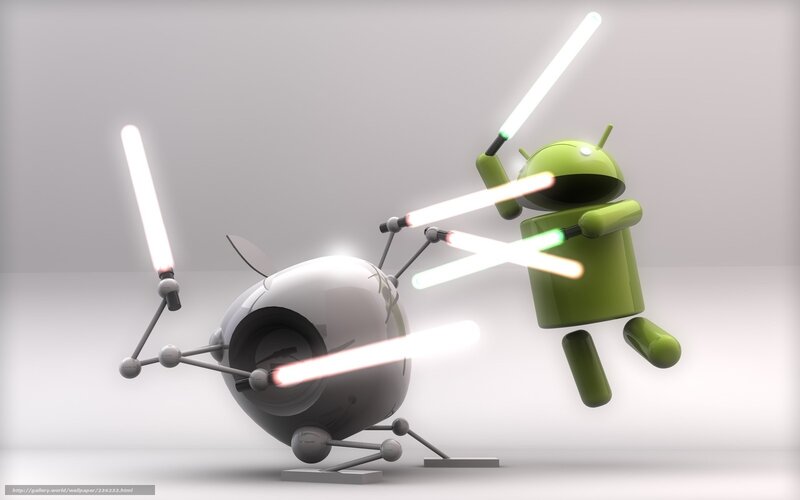 Android vs. robot lightsaber duel
