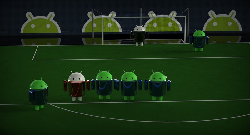 Androids playing soccer
