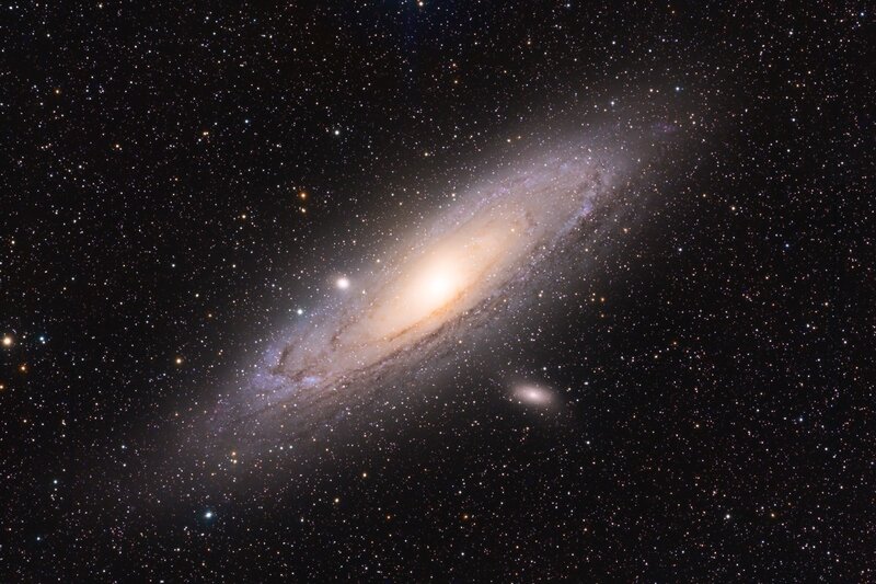 Andromeda Galaxy — Black, Serene, Night, Photograph, Stars, Space, White, Yellow