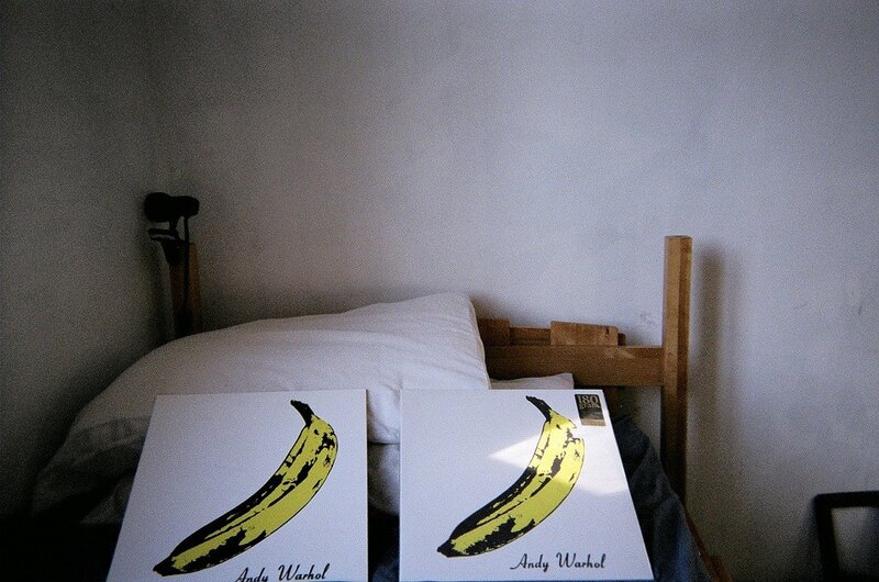 Andy Warhol banana art on bed