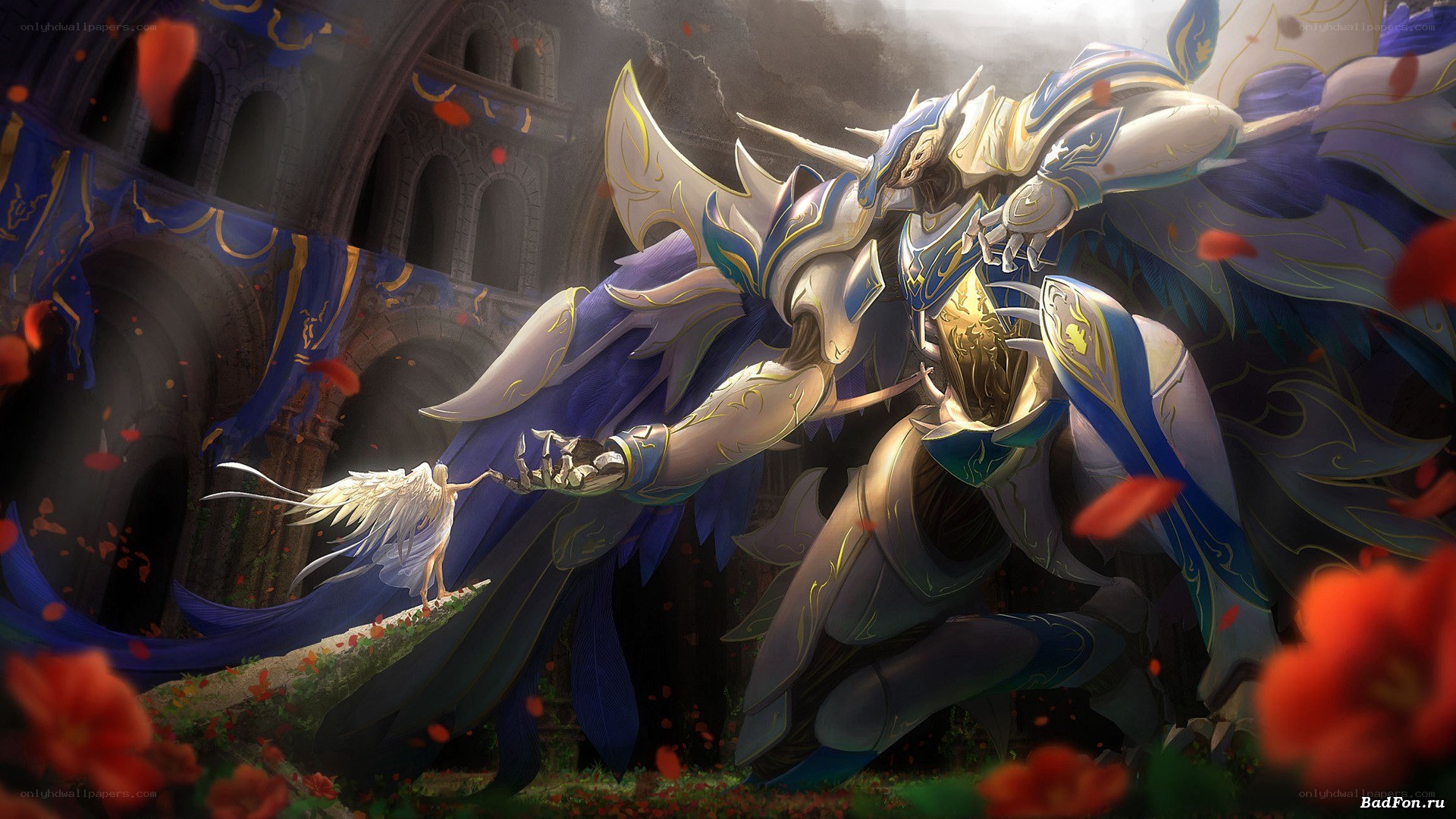 angel and armored knight