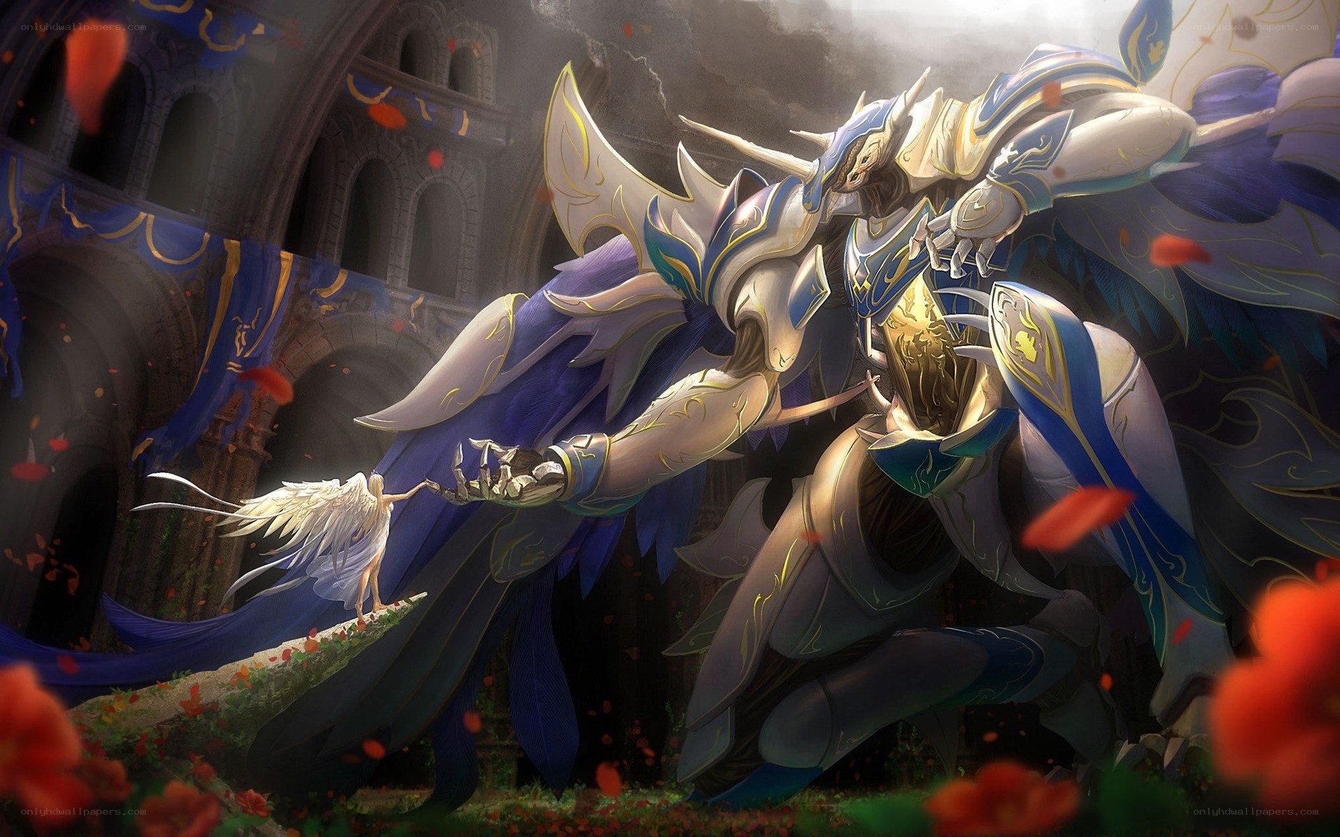 angel and armored knight