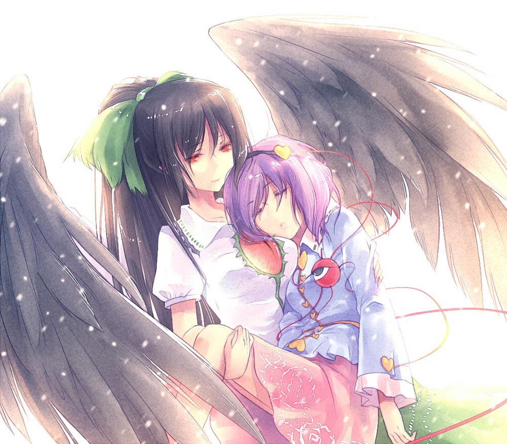 Angel and child in snow