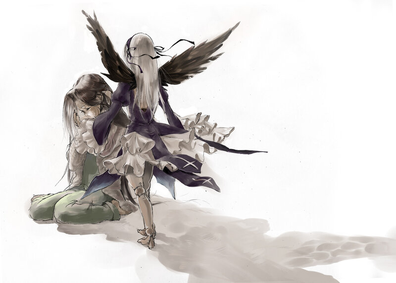 Angel and child in sorrow