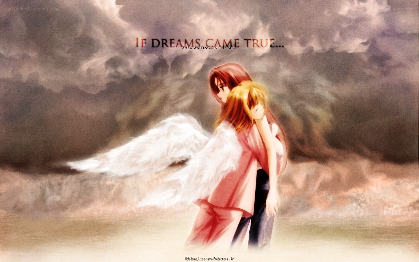Angel and child in storm
