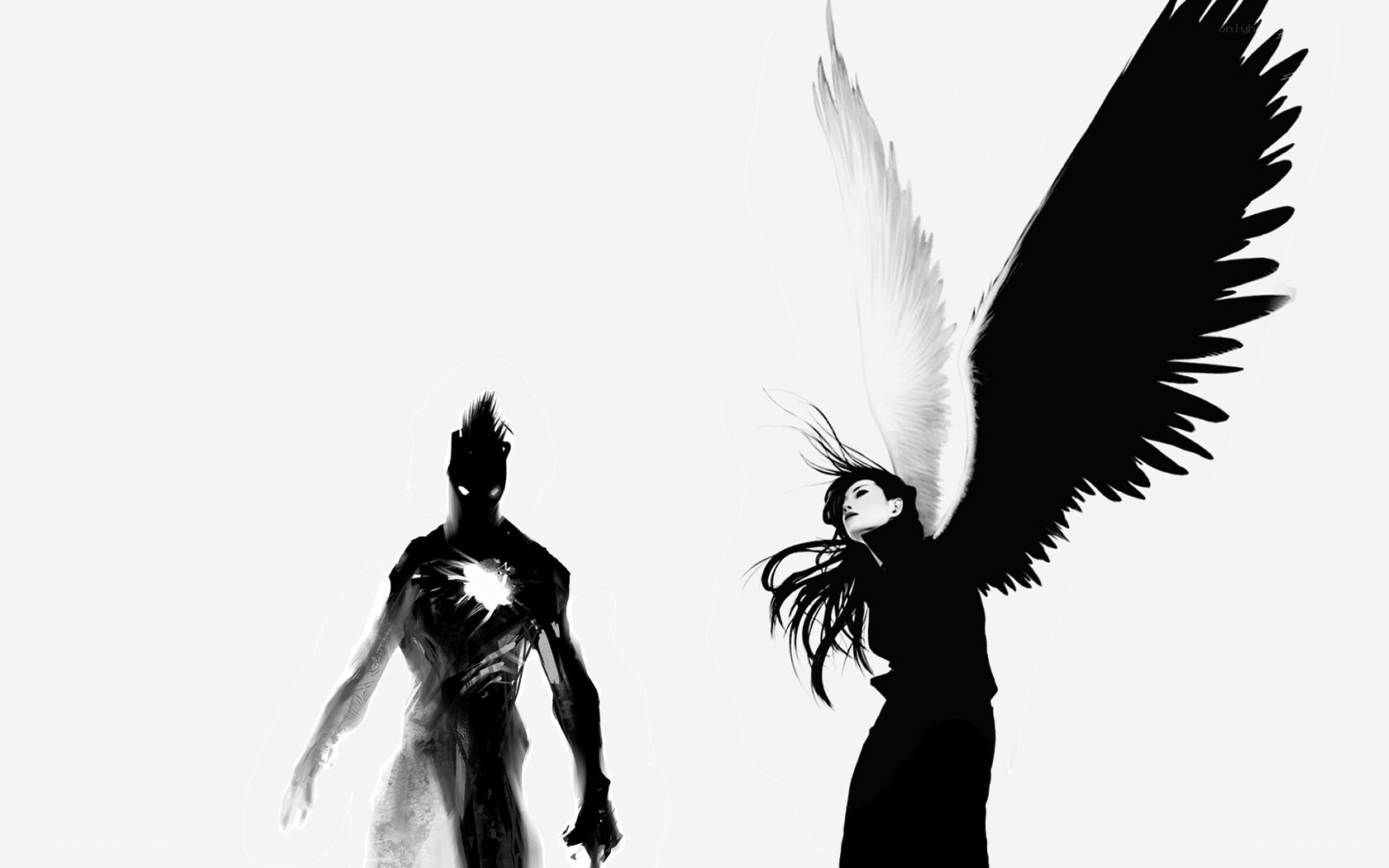 angel and dark figure
