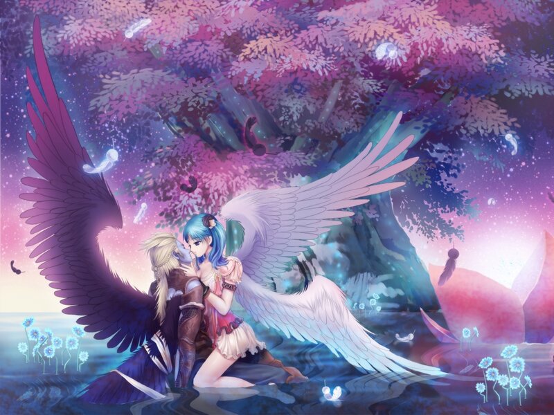 Angel and Dark-winged Figure