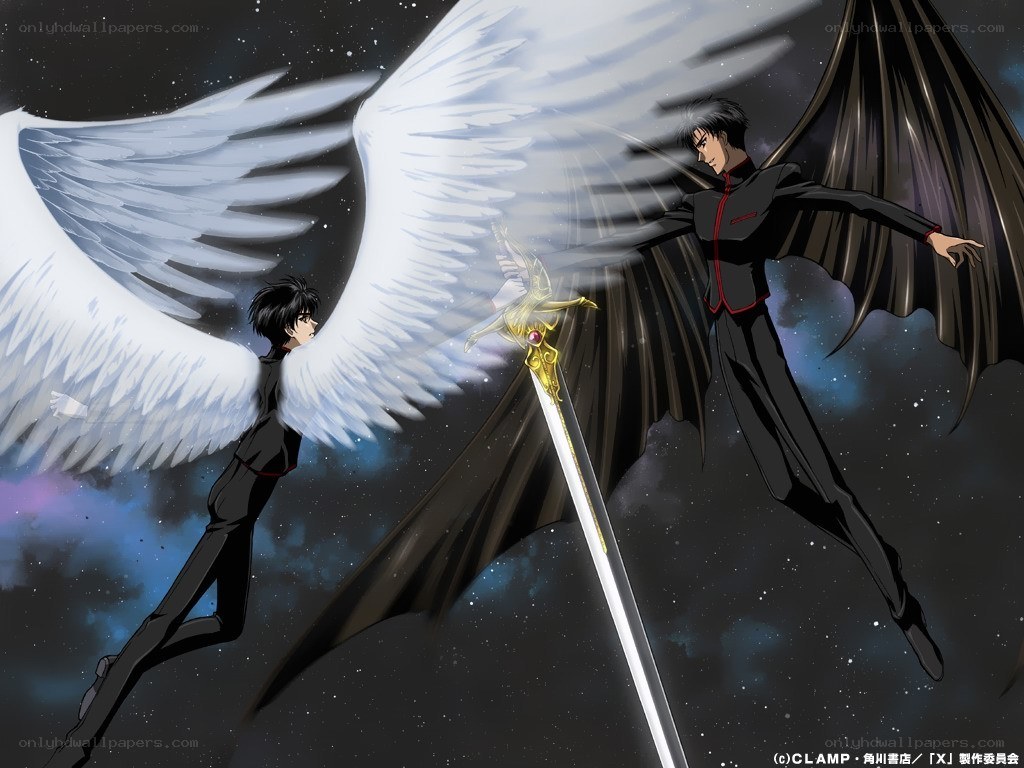 Angel and demon confrontation
