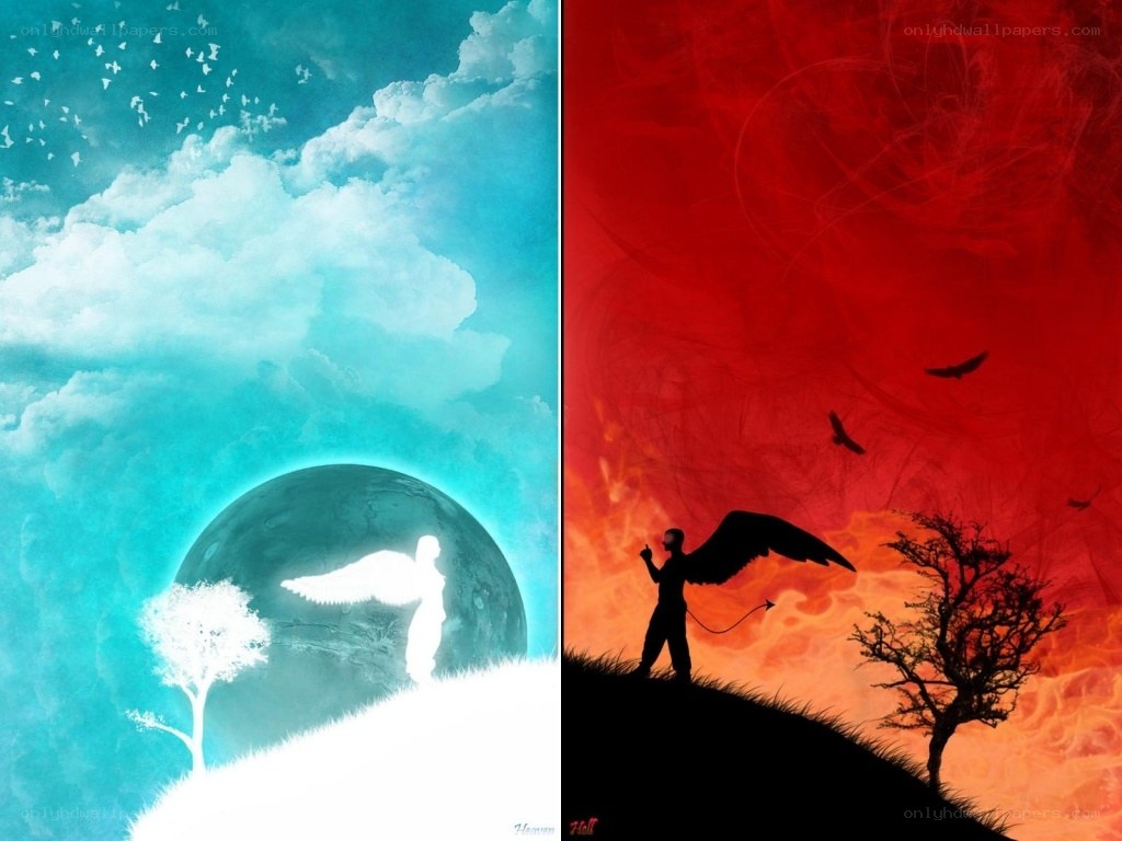 Angel and demon contrast
