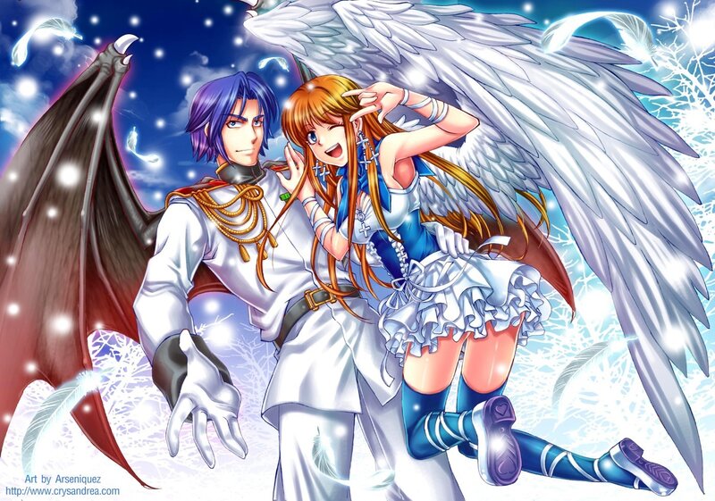 Angel and demon couple art
