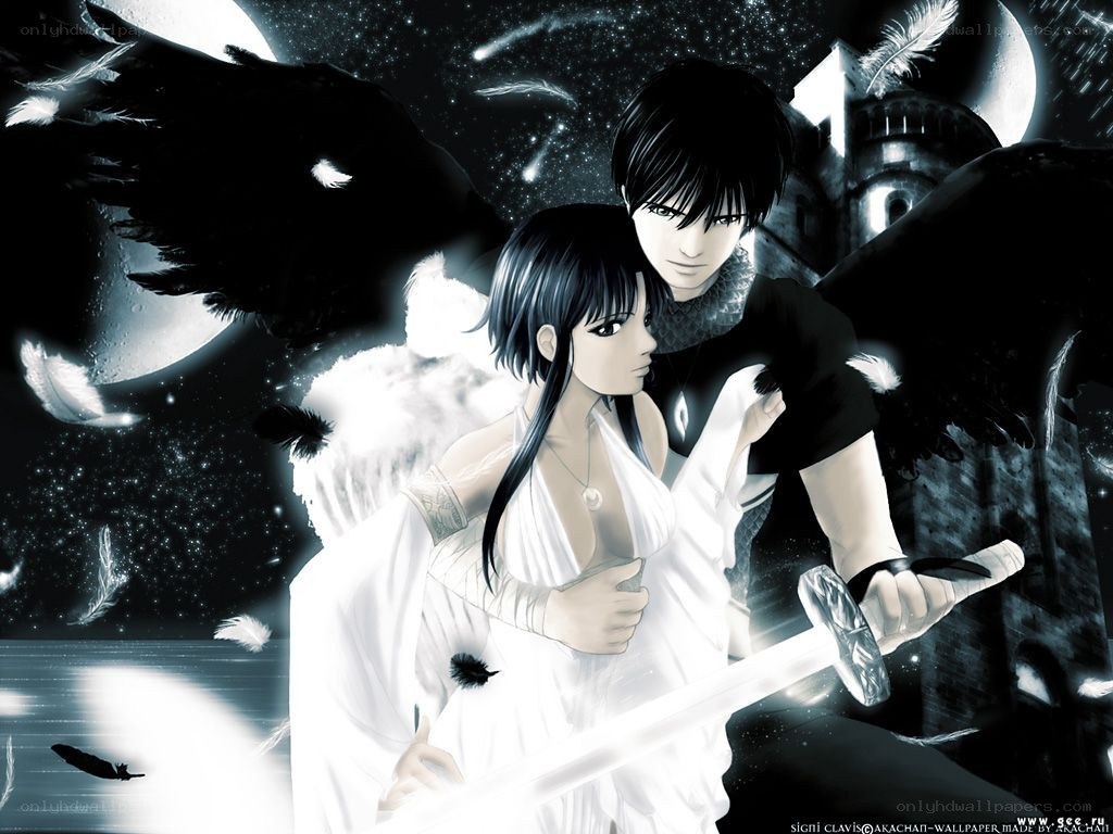 angel and demon couple artwork