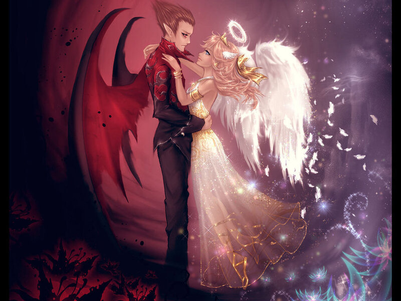 Angel and Demon Couple — Purple, Dramatic
